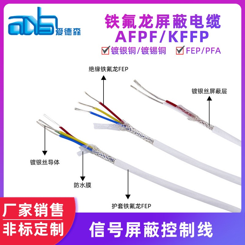 AFPF鍍錫銅屏蔽信號線 鐵氟龍屏蔽電纜